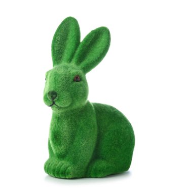 Beyaz arkaplanda Yeşil Paskalya tavşanı