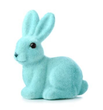 Beyaz arkaplanda Mavi Paskalya tavşanı