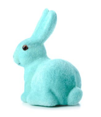 Beyaz arkaplanda Mavi Paskalya tavşanı