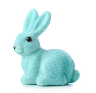 Beyaz arkaplanda Mavi Paskalya tavşanı