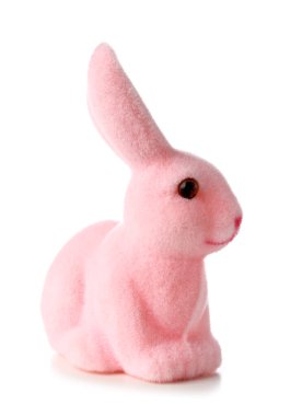 Beyaz arkaplanda Pembe Paskalya tavşanı