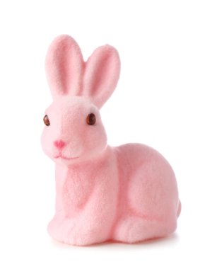 Beyaz arkaplanda Pembe Paskalya tavşanı
