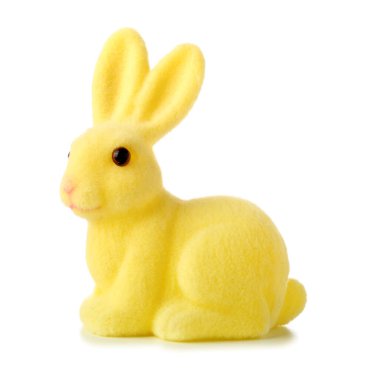 Beyaz arkaplanda Sarı Paskalya tavşanı