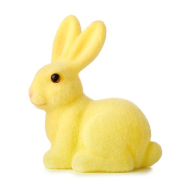 Beyaz arkaplanda Sarı Paskalya tavşanı