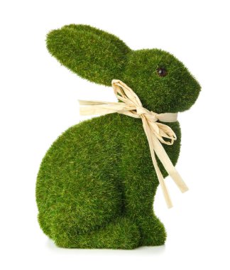 Beyaz arkaplanda Yeşil Paskalya tavşanı