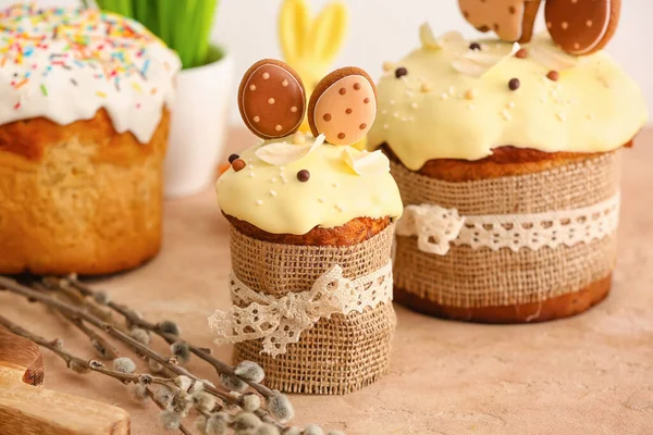 Tasty Easter Cakes Table Closeup — Stock Photo, Image
