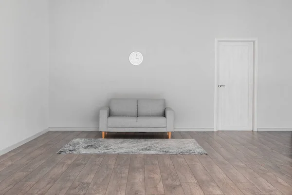 Modern Sofa Carpet Clock Hanging Light Wall Big Room — Stock Photo, Image