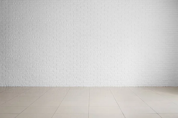 Вид Стену Белого Кирпича Большой Пустой Комнате — стоковое фото