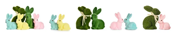 Different Easter Bunnies White Background — Stock Photo, Image