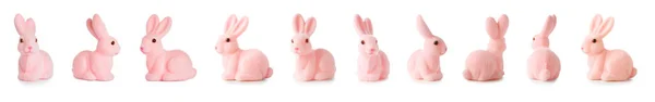 Pink Easter Bunny White Background — Stock Photo, Image