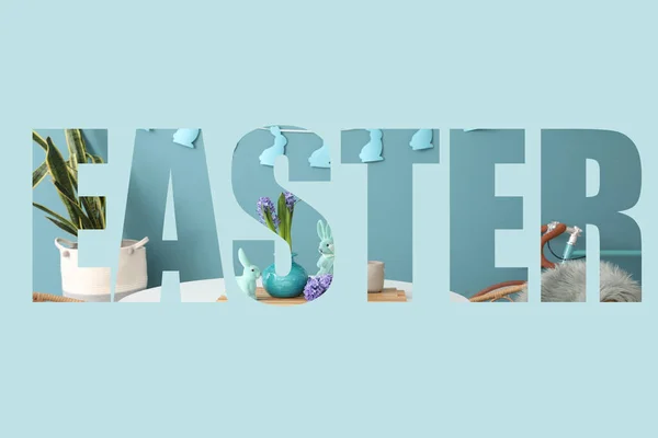 Word Easter Blue Background — Stock Photo, Image