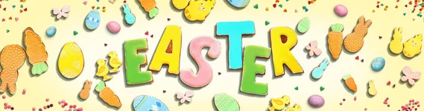 Colorful Easter Cookies Light Background — Stock Photo, Image