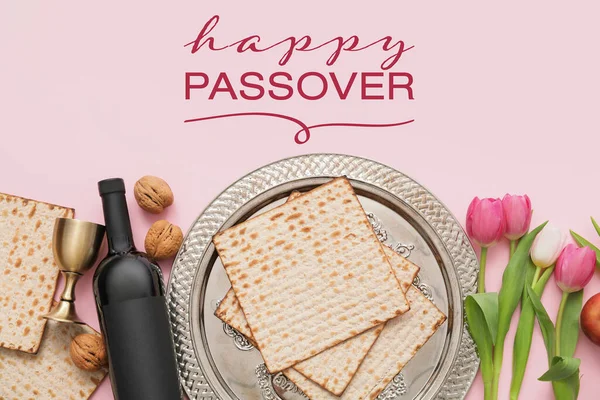 การ ดอวยพรท สวยงามส าหร สกาแฮปป บจาน Seder และ Matzo — ภาพถ่ายสต็อก