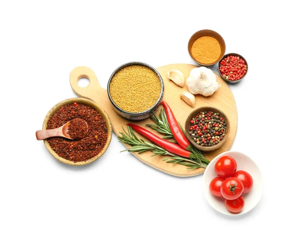 Composition Spices Vegetables White Background — Stock Photo, Image