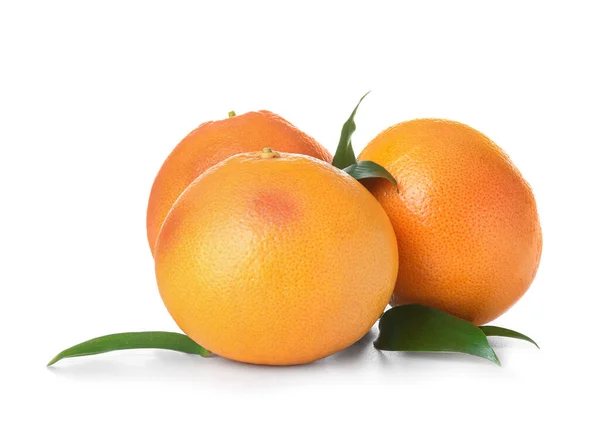 Čerstvé Celé Grapefruity Bílém Pozadí — Stock fotografie