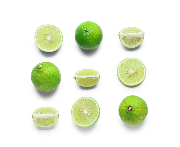 Composition Whole Cut Bergamot Fruits White Background — Stock Photo, Image