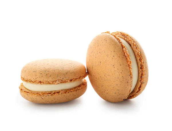 Smakelijke Macarons Witte Achtergrond — Stockfoto