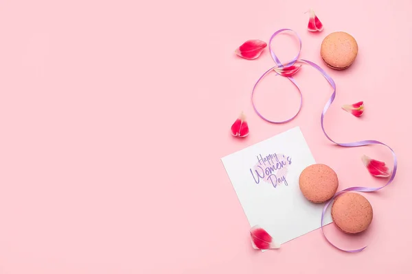 Greeting Card International Women Day Celebration Figure Made Ribbon Tasty — Stock Photo, Image