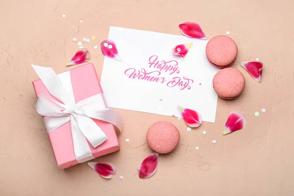 Composition Greeting Card International Women Day Celebration Gift Box Sweet — Stock Photo, Image