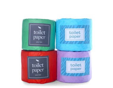 Tuvalet kağıdı beyaz arkaplanda yuvarlanır