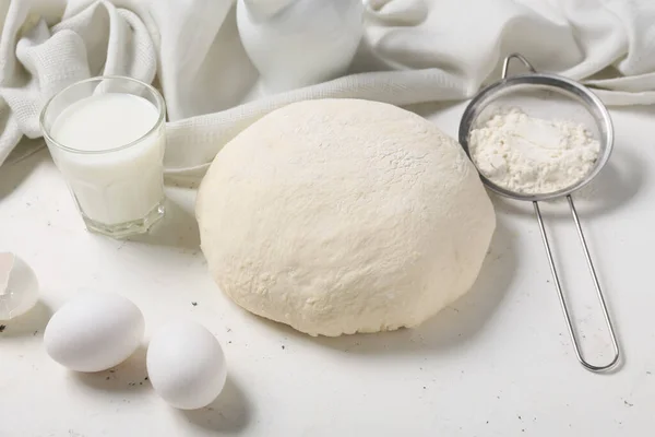 Raw Dough Ingredients Light Background — Stock Photo, Image