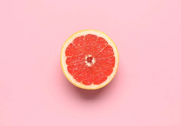 Chutné Půl Grapefruit Růžovém Pozadí — Stock fotografie