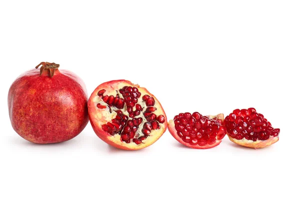 Tasty Ripe Pomegranates White Background — Stock Photo, Image