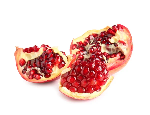 Tasty Pomegranate Pieces White Background — Stock Photo, Image