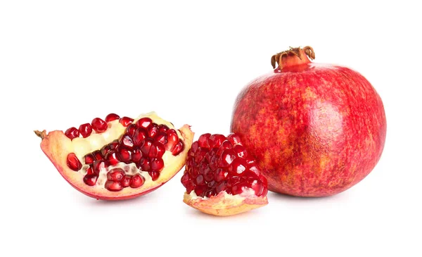 Tasty Ripe Pomegranates White Background — Stock Photo, Image