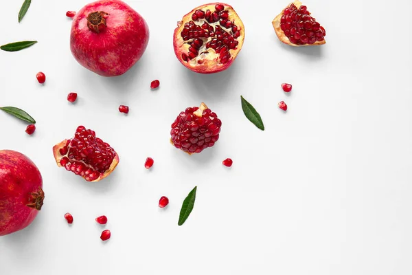Beautiful Composition Pomegranate White Background — Stock Photo, Image