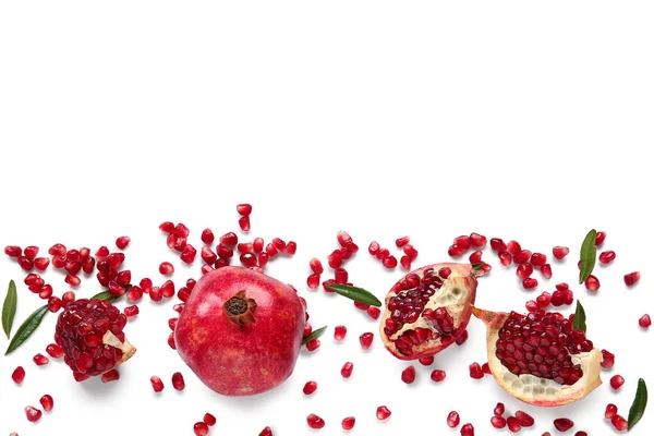 Tasty Ripe Pomegranate Seeds White Background — Stock Photo, Image
