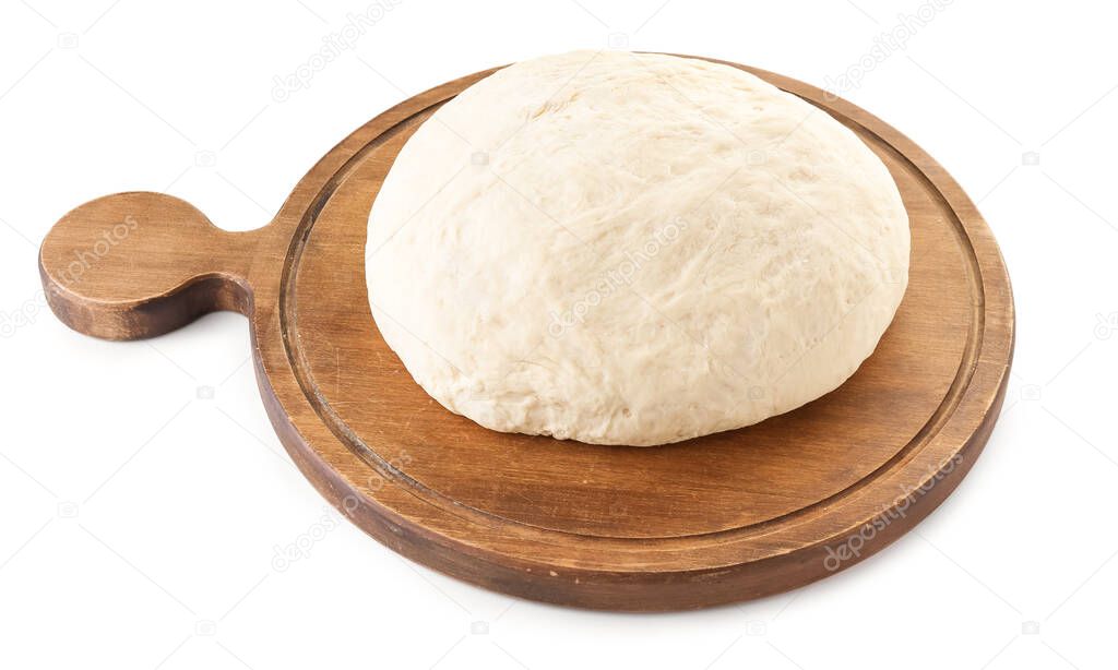 Raw dough on white background