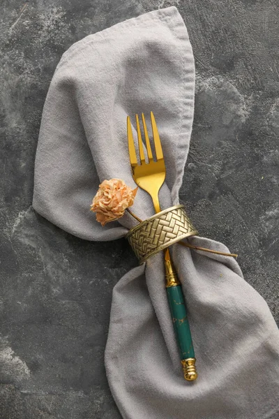 Fork Napkin Flower Grunge Background — Stock Photo, Image