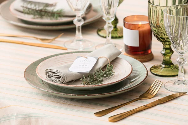 Stylish Table Setting Wedding Invitation — Stock Photo, Image