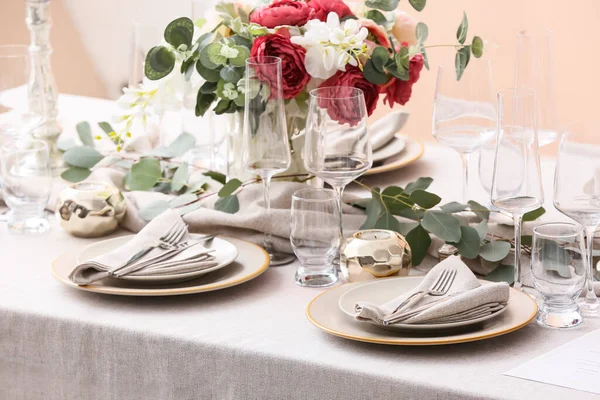 Stylish Table Setting Wedding — Stock Photo, Image