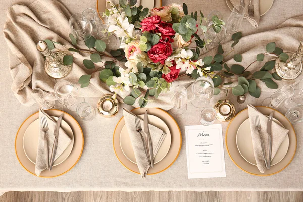 Configuração Mesa Elegante Para Casamento — Fotografia de Stock