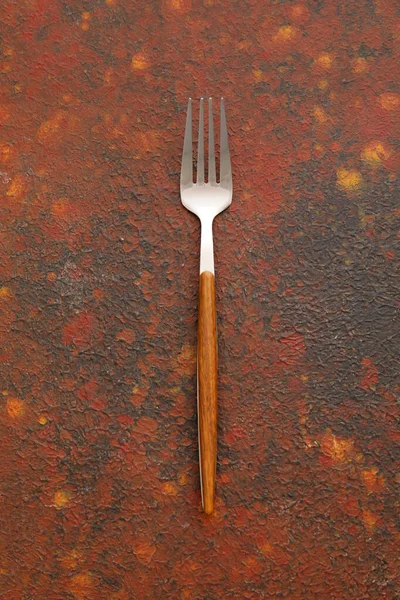 Stylish Stainless Steel Fork Grunge Background — Stock Photo, Image
