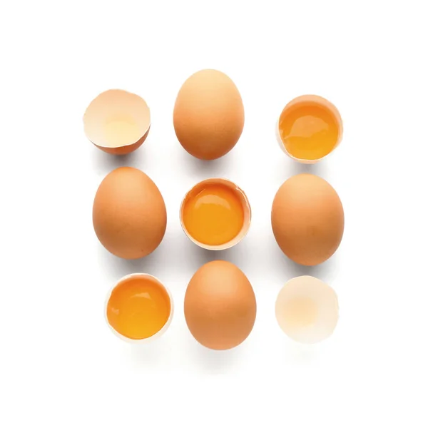 Natural Chicken Eggs White Background — Stock Photo, Image