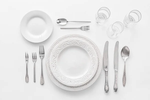 Elegante Tischdekoration Auf Weißem Hintergrund — Stockfoto