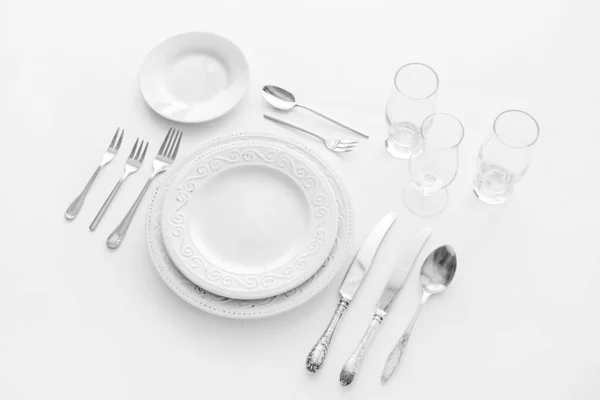 Elegant Table Setting White Background — Stock Photo, Image