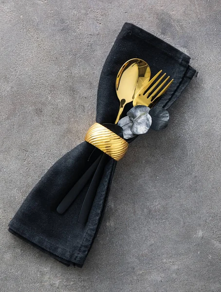 Elegant Cutlery Grey Background — Stock Photo, Image