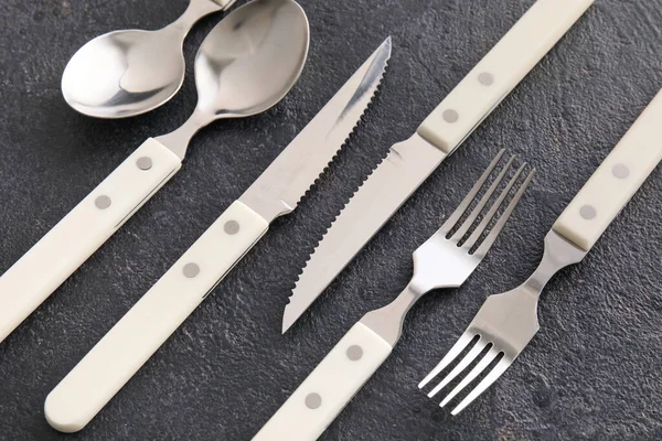 Elegant Cutlery Set Dark Background — Stock Photo, Image