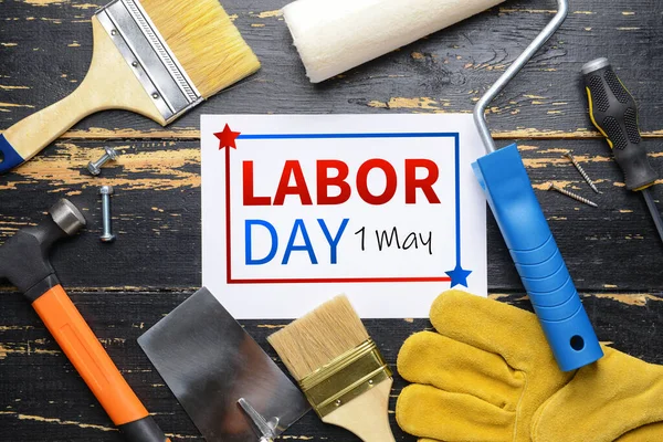 Tarjeta Felicitación Para Día Del Trabajo Día Internacional Los Trabajadores —  Fotos de Stock