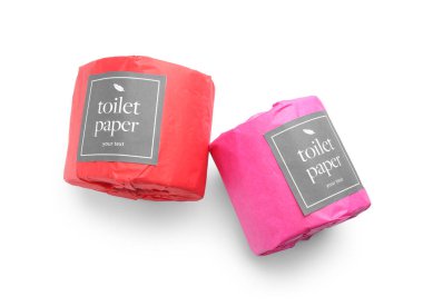 Tuvalet kağıdı beyaz arkaplanda yuvarlanır