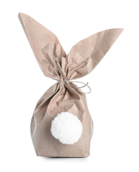 Sac Cadeau Lapin Pâques Créatif Sur Fond Blanc — Photo