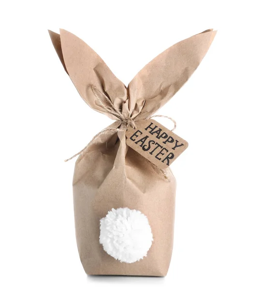 Easter Bunny Gift Bag White Background — Stock Photo, Image