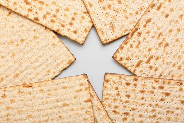 Form David Stjärna Gjord Judiska Tunnbröd Matza För Påsk Ljus — Stockfoto