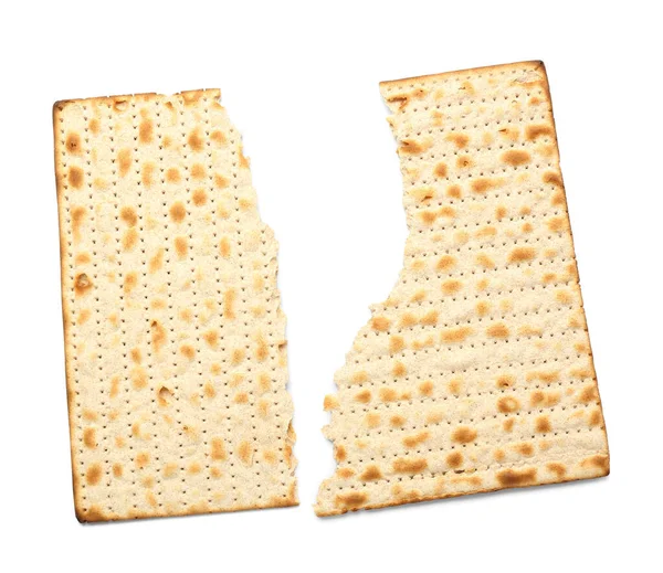 白背景逾越节的托恩犹太扁平面包垫 — 图库照片