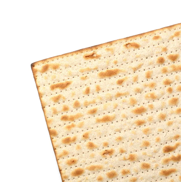 Joodse Platbrood Matza Voor Pascha Witte Achtergrond Close — Stockfoto