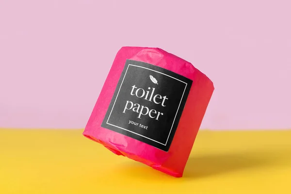 Toiletpapier Roll Kleur Achtergrond — Stockfoto